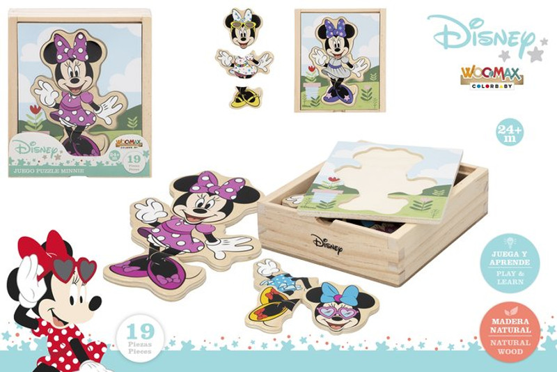 DISNEY PUZZLE MADERA TRAJES 19 PIEZAS WOOMAX MINNIE